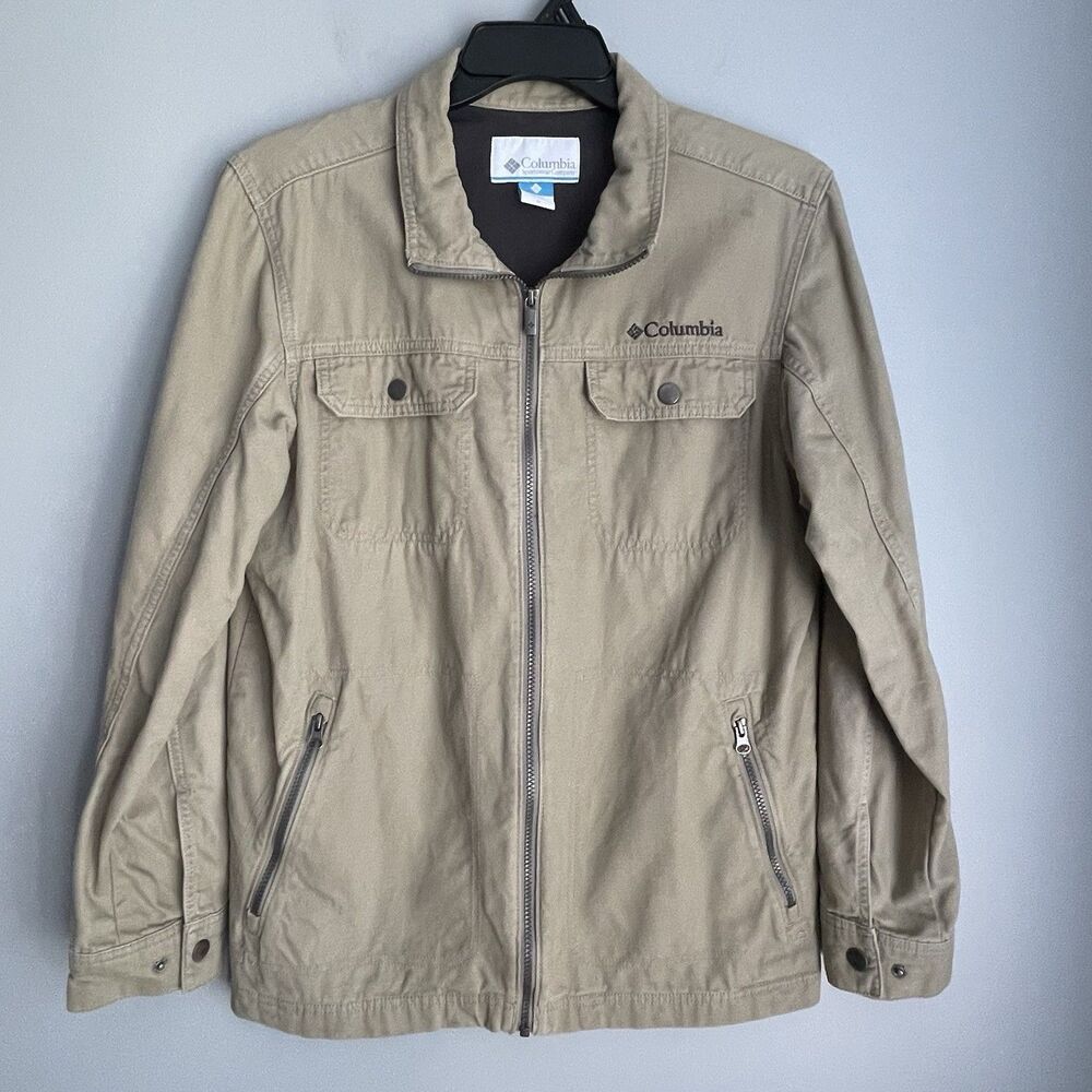 Columbia Corduroy Jacket Full Zip Men M Lightweight Utility Workwear Zip Pockets